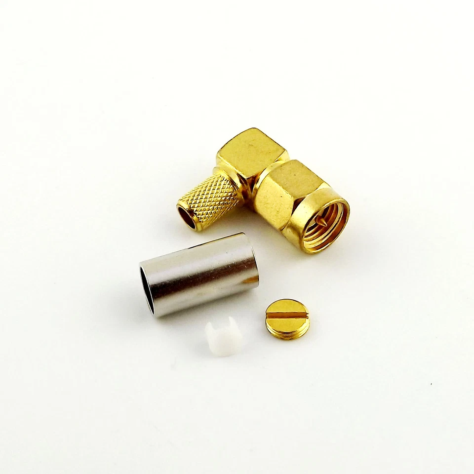 50pcs SMA Male Plug Right Angle Crimp RG58 RG142 RG400 LMR195 Cable RF Connector - Image 2 of 4