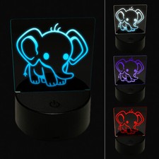 Cute Baby Elephant 3D Illusion LED Night Light Sign Lamp