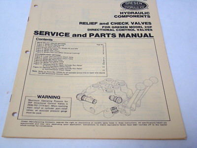GRESEN HYDRAULIC Relief & Check Valves 25P Directional Service/Parts
