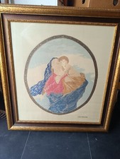 Arazzo seta San Leucio lavorazione artigianale Madonna con Bambino cm 86x80