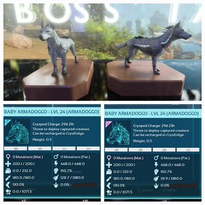 ARK ASA PVE OFFICIAL PAIR BABY ARMADOGGO FULL ALBINO #36 EXTINCTION PC/XBOX/PS5