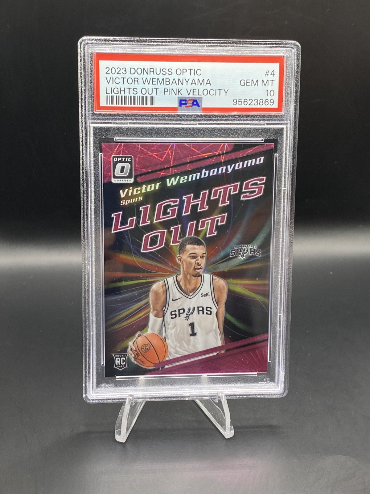 2023-24 Donruss Optic Victor Wembanyama #4 Pink Velocity Lights Out /79 PSA 10