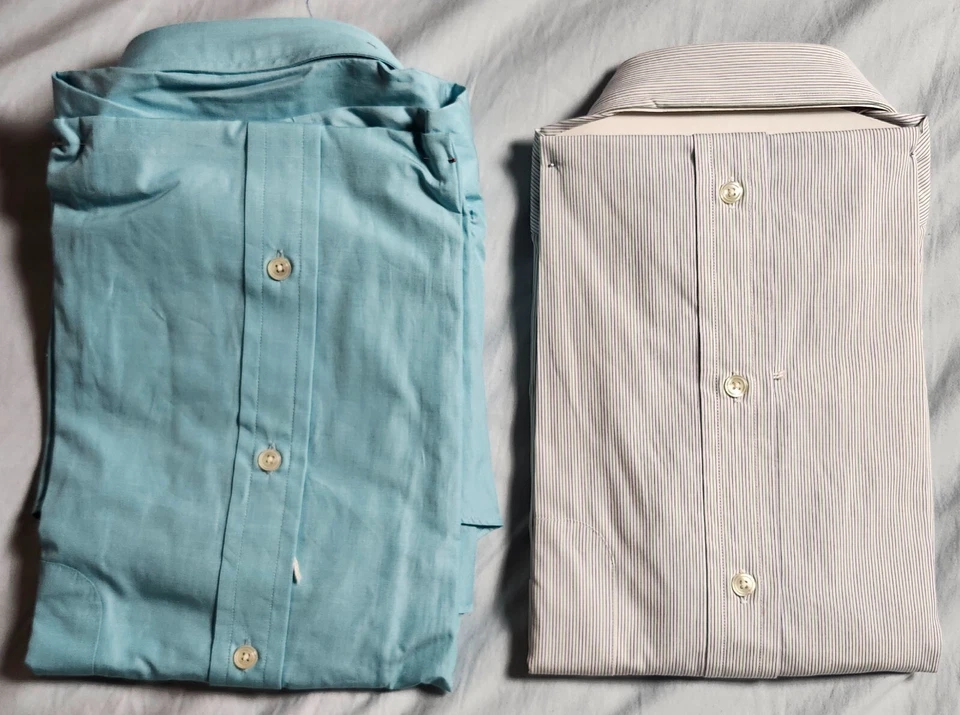 Лот из 2 Faconnable мужской платье рубашки многоцветный размер 4 16R сделано в США хлопок - Изображение 2 из 4