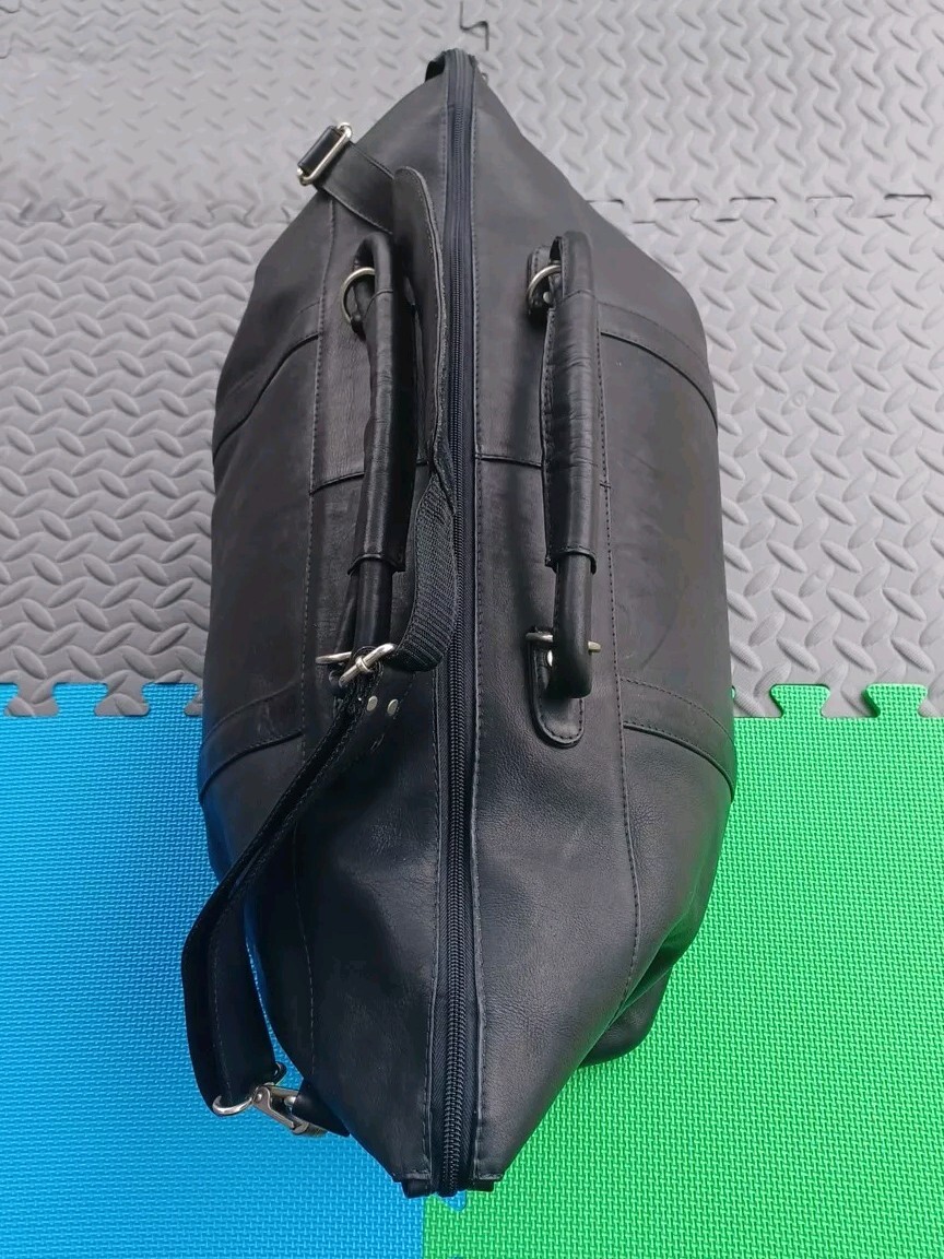 Piel Leather  Carry-On Duffel Zip Black  Medium Made In Colu