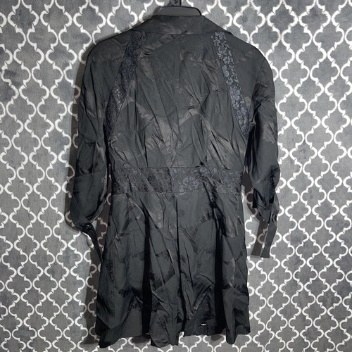 Shin Choi Jacket Womens Size 2 Black With Lace 3/4 Sleeve Front Button And Tie - Picture 6 of 10