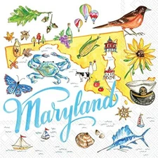 Boston International - 3-Ply 5" Cocktail Napkins - State Collection - Maryland