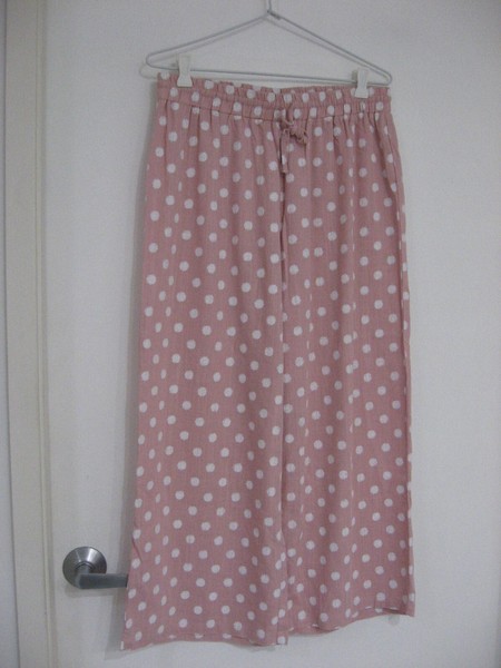 RUBY RAIN PINK POLKA DOT WIDE LEG LINEN BLEND CROPPED PANTS SIZE S