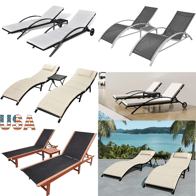 Vidaxl Acacia Wood Sun Bed With Folding Table Set Lounger Patio Pool Reclining For Sale Online Ebay