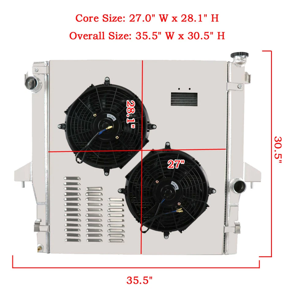 For 2003-2009 Dodge Ram 2500 Ram 3500 5.9L&6.7L Cummins 3Row Radiator Shroud fan Foto 3 de 4
