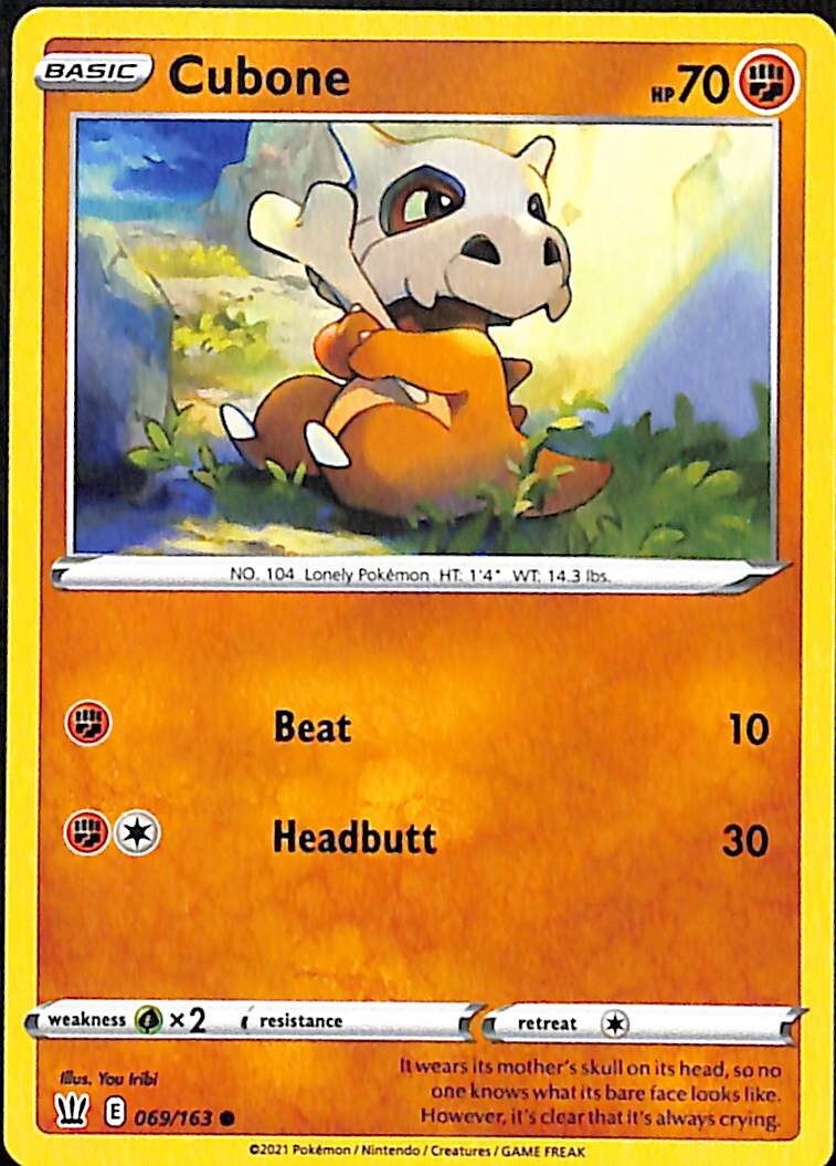 Cubone #69/163 Battle Styles Pokemon Common Card