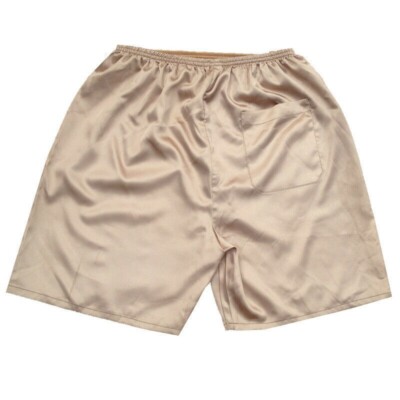 Herren Satin Shorts Kunstseide Pajams Streifen Unterhose Nachtwäsche Lose Weich