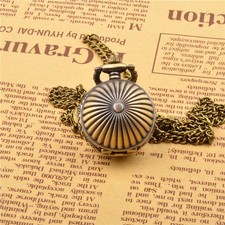 Small Pocket Watch Necklace Flip Cover Cute Style Unisex Quartz Watch