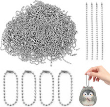 220 Pcs Ball Chain Keychains, 3.9 in Silver Ball Bead Chains with Clasps Metal