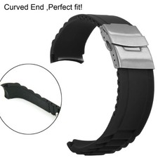 22MM PER SEIKO 5 SKX007K SKX007J 7S26 CINTURINO IN GOMMA SILICONE CURVO NERO