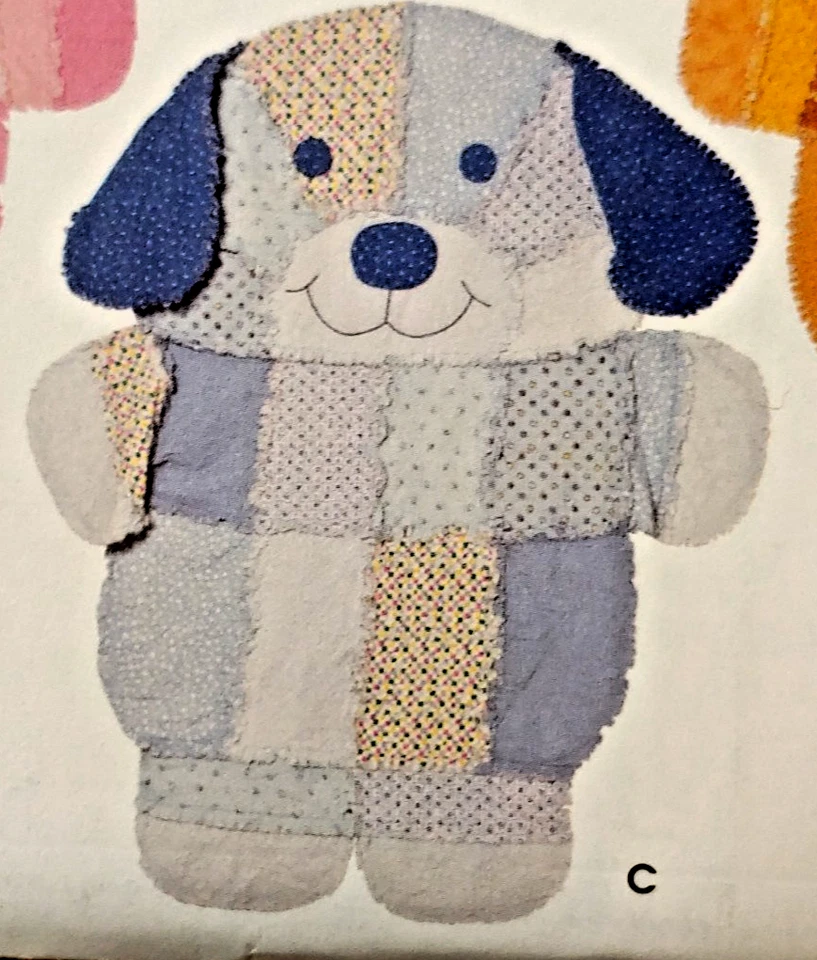 Simplicity 4993 Rag Quilt Wall, Hanging, Throw Blanket Cat, Bear, Dog Uncut - Image 4 of 4