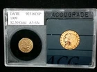 1909 GOLD US $2.5 DOLLAR INDIAN HEAD QUARTER EAGLE COIN ACCUGRADE HOLDER