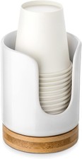 Ceramic Bathroom Cups Dispenser - 3 oz Disposable Paper Set/1, White