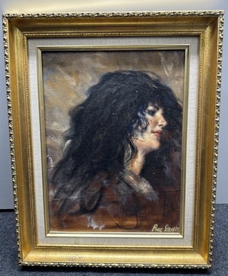 Vintage 1988 Paco Benitez Francisco Benitez Woman Black Hair Signed Painting