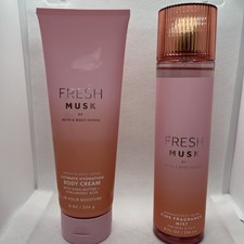 Bath Body Works Fresh Musk Body Cream Fragrance Mist 8 oz New