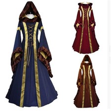 Retro Women's Hooded Victorian Renaissance Gothic Dress Medieval Dress Costume