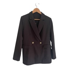 Women s black blazer double breasted lined boxy size large New With Tags