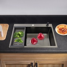 Stainless Steel Undermount Kitchen Sink Washbasin 68 45 20cm W/ Soap Dispenser
