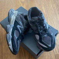 New Balance 9060 Black Gray Suede Athletic Shoes Sneakers Size Men 7 Women 8 1/2