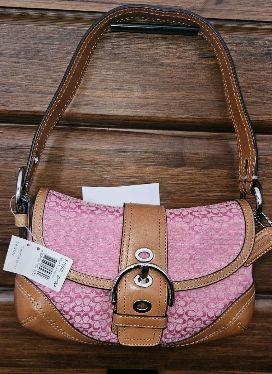 Coach SMALL Vintage PINK TAN Soho Y2K Signature C Canvas & Leather