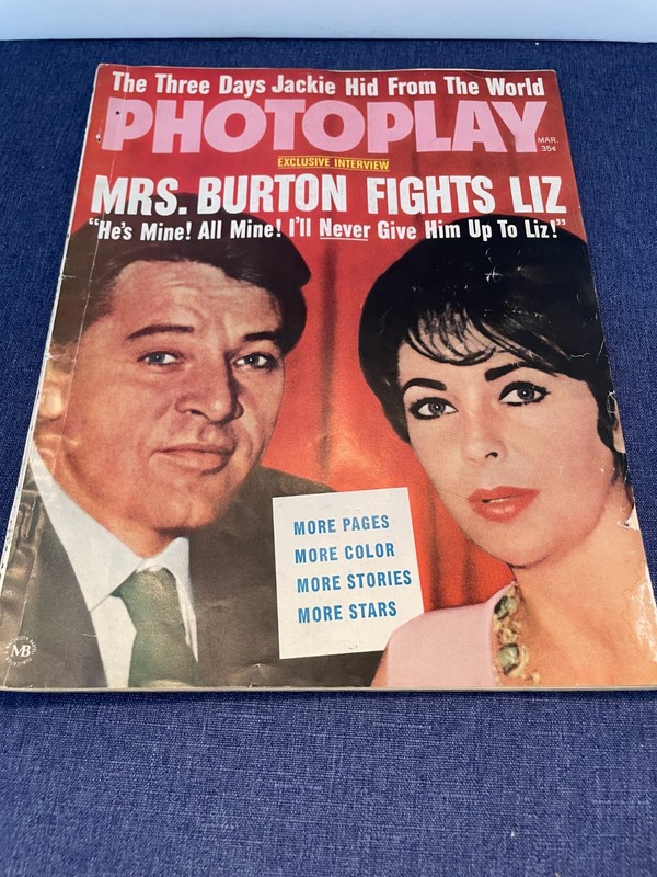 1963 March Photoplay Magazine Cover: Elizabeth Taylor and Richard Burton