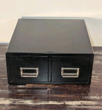 Vintage Steelmaster Double Drawer 4x6 Index Card File Cabinet Lit Ning Black