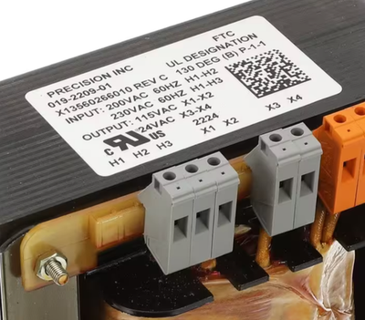 Trane 019-2209-01, X13560266010 Transformer, 200/230V to 115/24V