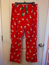 Women's Old Navy Dog Print Pajama Pants Red Medium