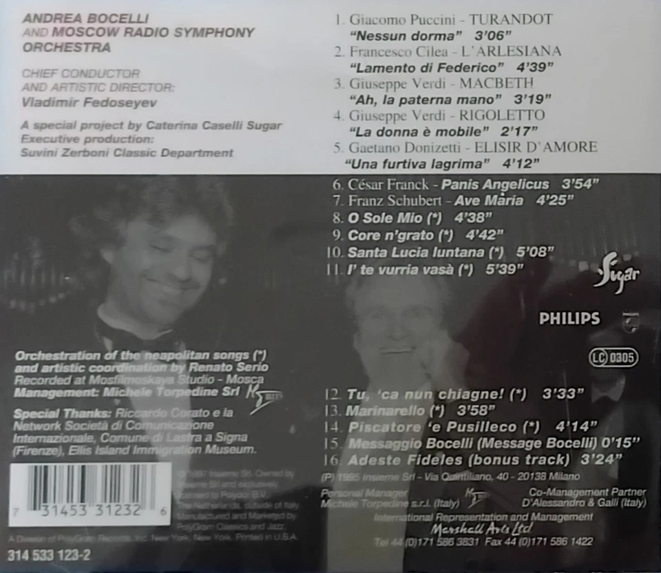 ANDREA BOCELLI – VIAGGIO ITALIANO (CD, 1997, PHILIPS, NL.) 11 TRK USED - image 2 of 3