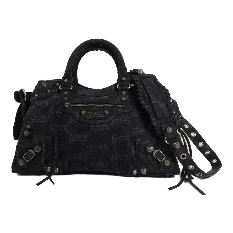 BALENCIAGA SHW Neo Cagole City 2 Way Shoulder Bag 700457 Denim Black