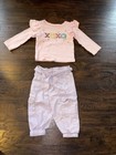 Pink Ruffle Sleeve Top & Light Purple Cargo Pants Set Baby Girl Size 12-18 Mths — photo 1