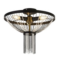 Deckenleuchte Deckenlampe Rund Ø 40 Cm Metall Acryl Kristall 3X E14 Schwarz
