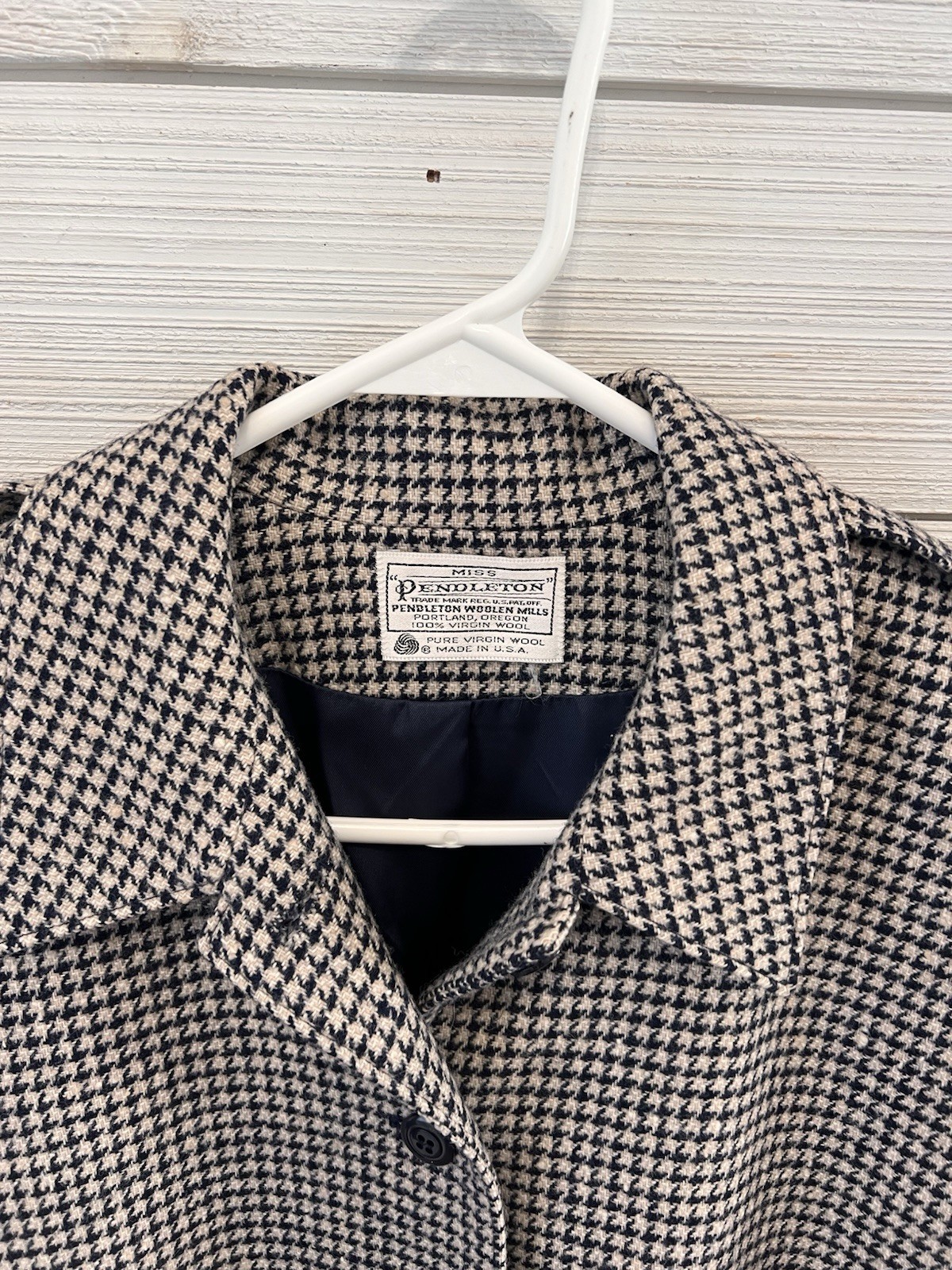 Miss Pendleton Houndstooth Cropped Jacket 100% Vi… - image 2