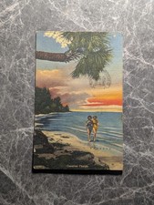 1946 Carefree Florida Linen Postcard Beach Sunset St Petersburg