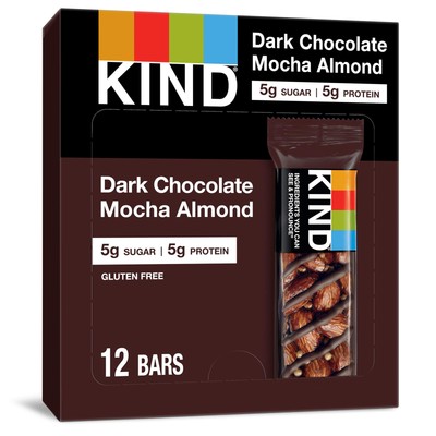 KIND Healthy Snack Bar, Dark Chocolate Mocha Almond, 5g Sugar | 5g Protein,