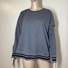 Michael Michael Kors Gray Varsity Stripe Crewneck Sweatshirt Large