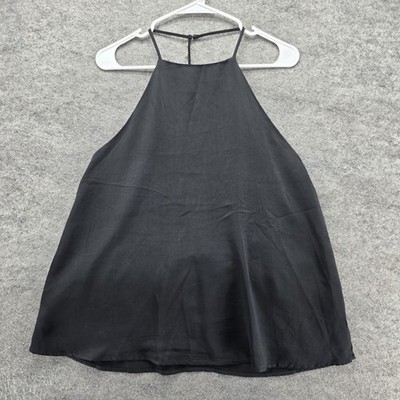 DO+BE Tank Camisole Womens L Black Halter Strappy Beaded Rhinestone Relaxed Fit
