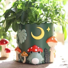 Colorful Frog Garden Plant Pots, Cute Unique Succulent Planters with Drainage...