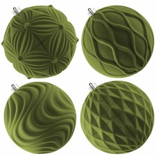 4 Pcs 8" Large Christmas Ornaments, Oversized Velvet Xmas Tree Ball, Big Floc...