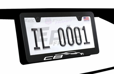 White Corvette C8 Stingray Black Stainless Steel License Plate Frame Holder