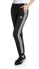 Women  s Adidas original 3 stripes Track Pants Joggers Black/White Sweatpants