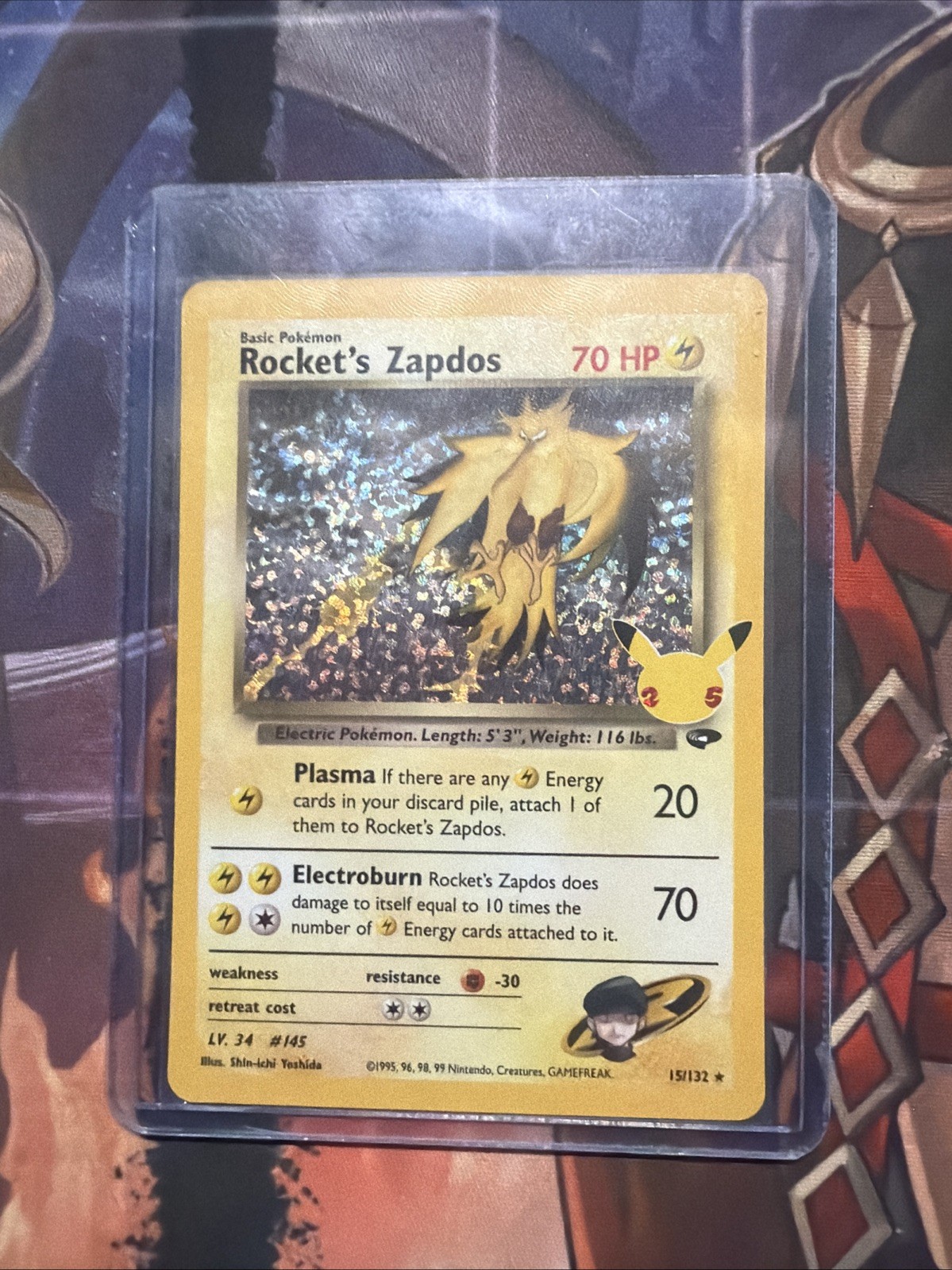 Pokémon TCG Rockets Zapdos Holo 15/132 25th Anniversary Celebrations Mint 💎