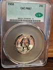 1958 Washington Quarter   CAC PR67