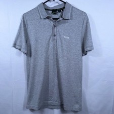 BOSS Slim Fit Moisture Management Polo Shirt Men s Small Gray Short Sleeve