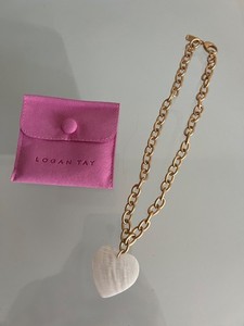 Authentic LOGAN TAY Anthropologie Jumbo Mother Of Pearl 18K Gold Plated Necklace