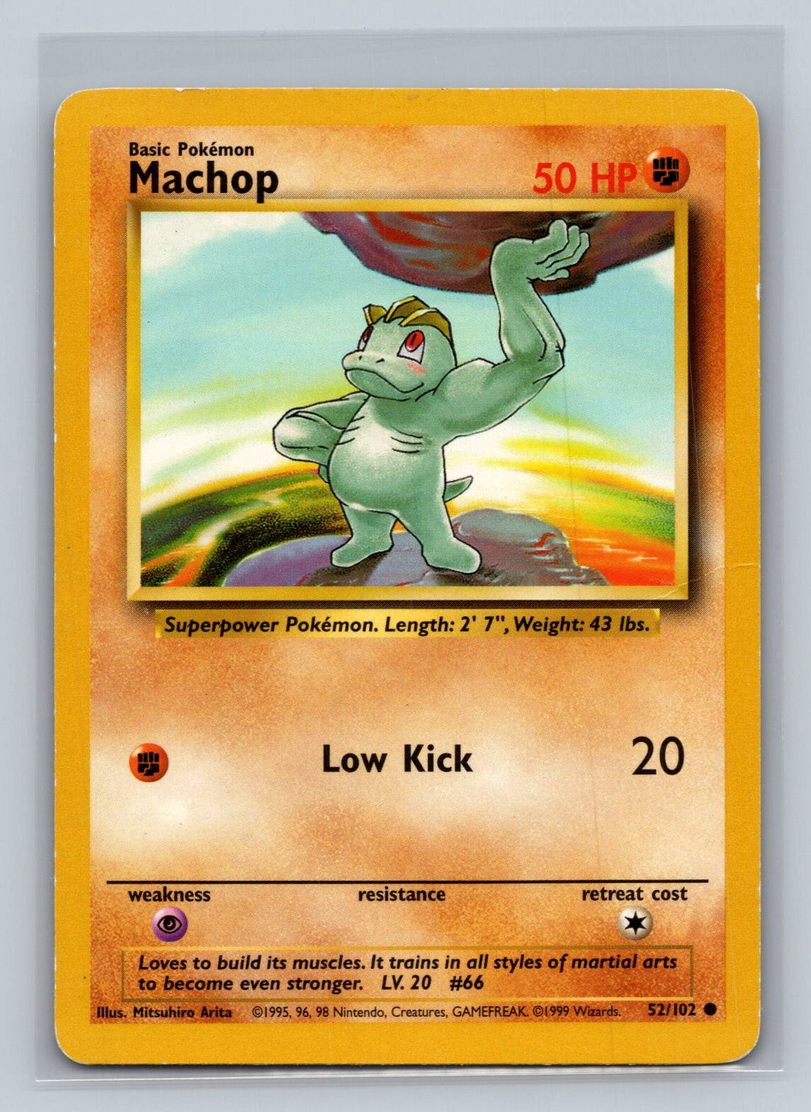 Machop - Base Set 52/102 Common Vintage WOTC 1999 Pokemon TCG LP
